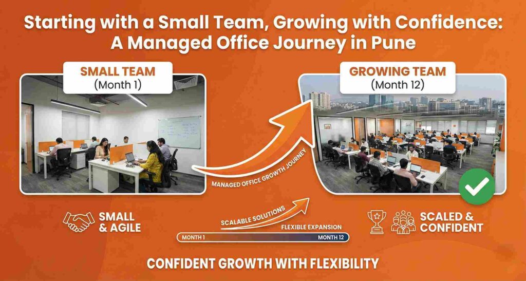 Starting with a Small Team, Growing with Confidence A Managed Office Journey in Pune - Case Study - Vibe Coworking Spaces